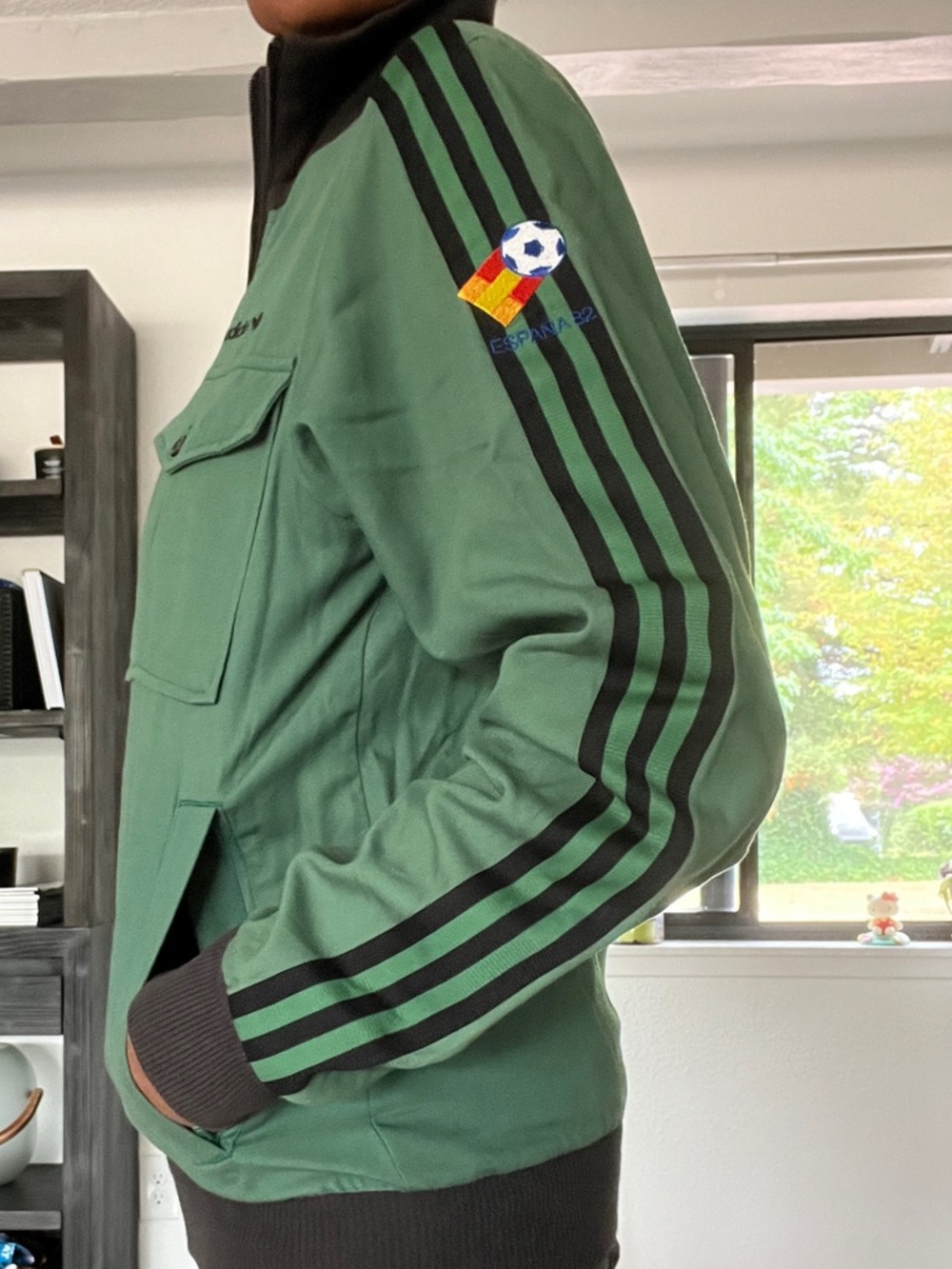 Espana 82 adidas Green Bomber-Style Track Jacket with Black Trim - Picture 8 of 10